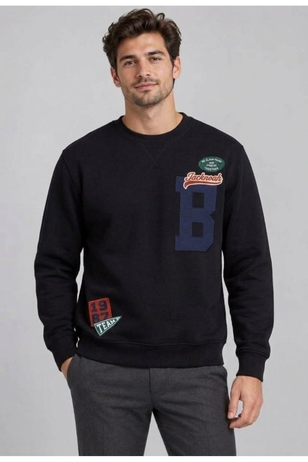 Men's and Women's 3-Thread Zero-Waste N Star Printed Crew Neck Sweatshirt