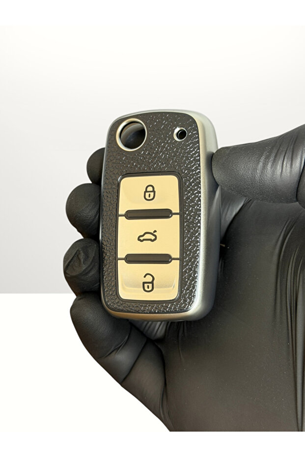 Volkswagen Polo Golf Jetta-Caddy Uds Switchable 3 Button Protection Key Control Silicone Case Black Gray Color