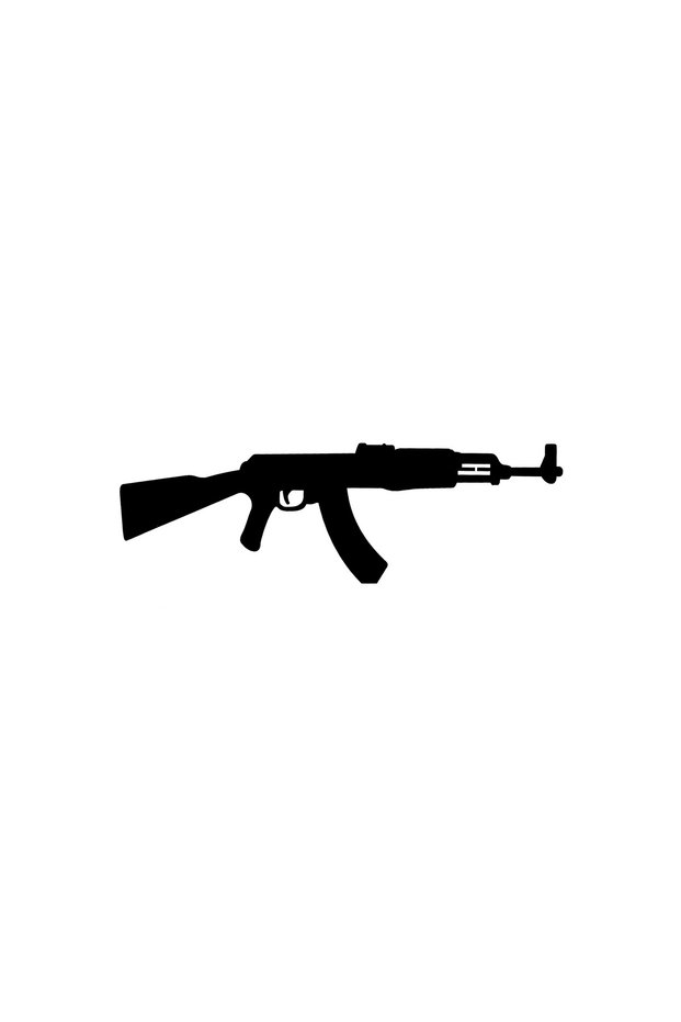 Black Color Ak-47 Sticker Label for Car - Motor 20.5X7 cm 2 Pieces