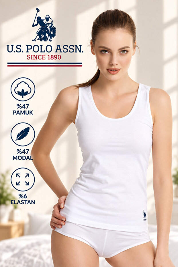 Women'S, Licensed, Uspa, 47% Modal, 47% Cotton, 6% Elastane, Wide Strap Tank Top