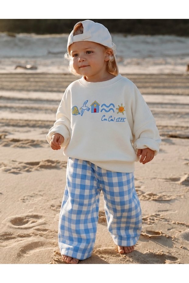 Unisex Children's Gabardine Bottom Cotton Top Set