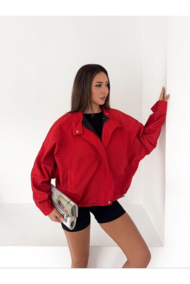 Oversize Çizgili Bomber Ceket