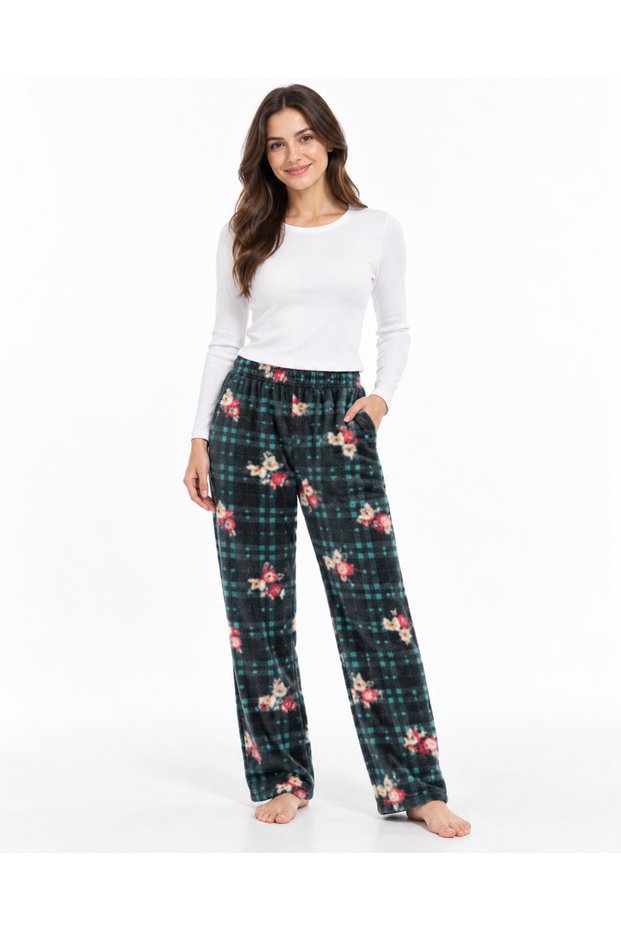 Women's Fleece Textured Patterned Relaxed Fit Sweatpants 96 cm