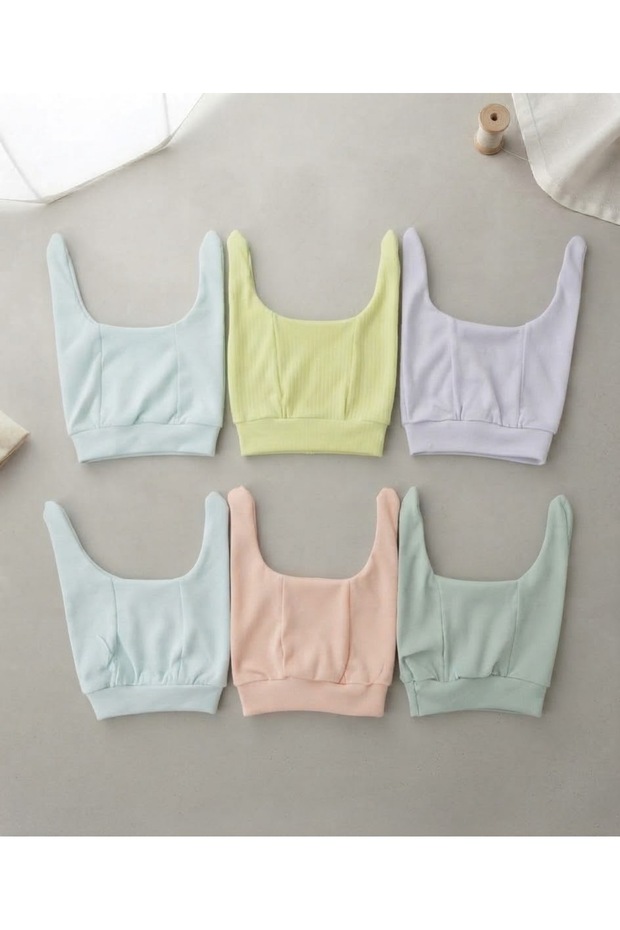 6 Pieces of Double Layer Combed Fabric Baby Hats (0-3) Months