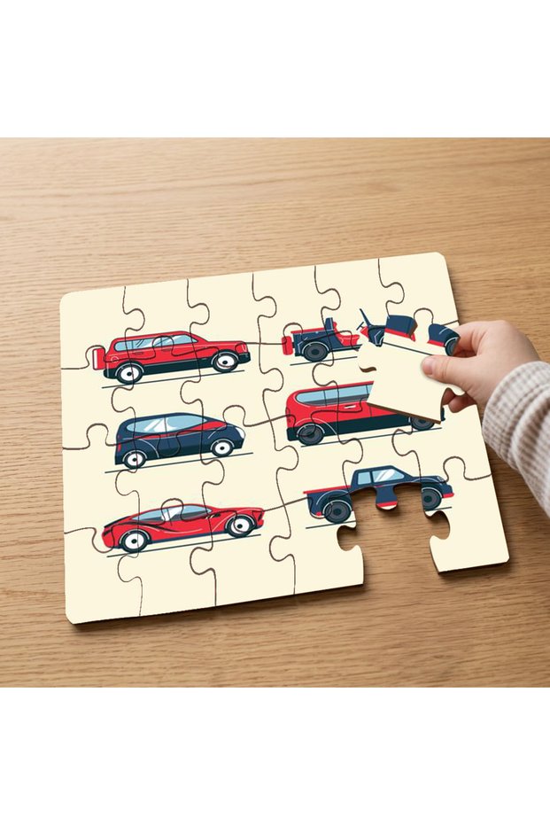 Object Concept - Cars Designed 24 Piece Wooden Children's Puzzle Mpk1142