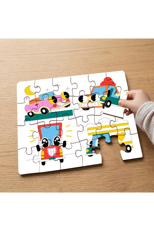 24 Piece Wooden Children's Puzzle with Fun Cars Design Mpk0049