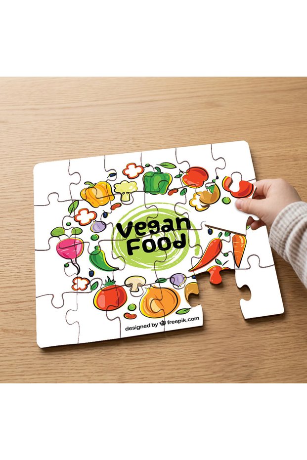 Vegan Foods Designed 24 Piece Wooden Children's Puzzle Mpk0263