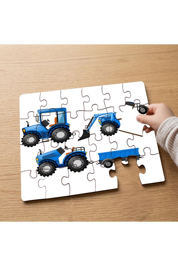 24 Piece Wooden Children's Puzzle with Blue Tractor Design Mpk0120
