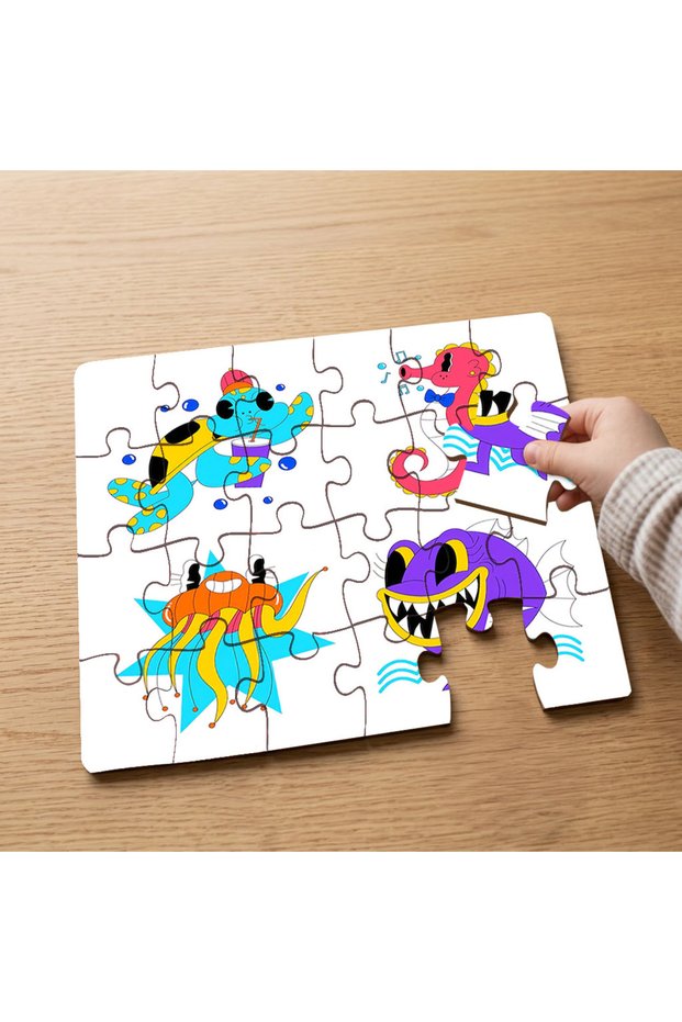 24 Piece Wooden Children's Puzzle with Cute Sea Animals Design Mpk0051