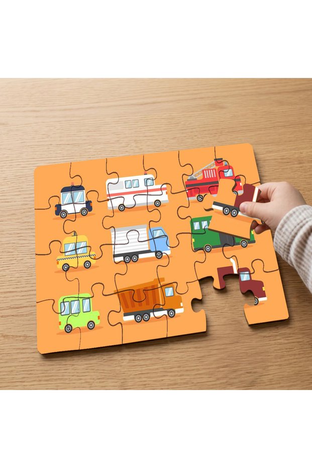 24 Piece Wooden Children's Puzzle with Collage Design of Various Vehicles Mpk0803