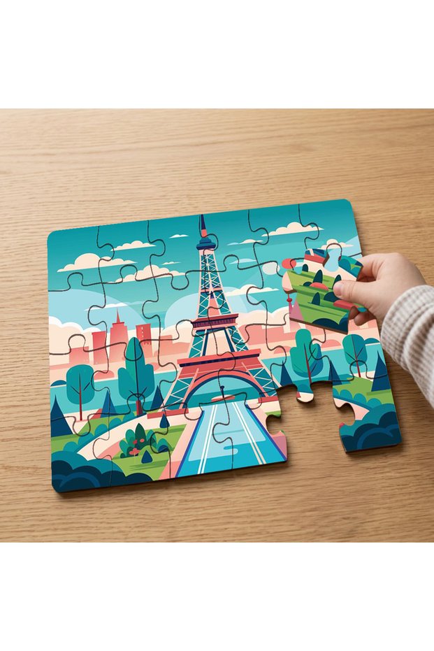 Paris - 24 Piece Wooden Children's Puzzle with Eiffel Tower Design Mpk0461