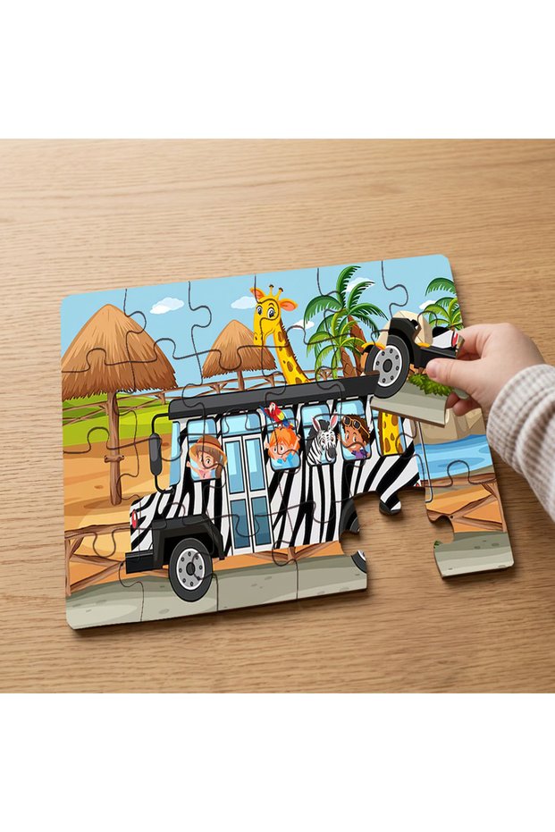 24 Piece Wooden Children's Puzzle with Happy Safari Animals Design Mpk0992