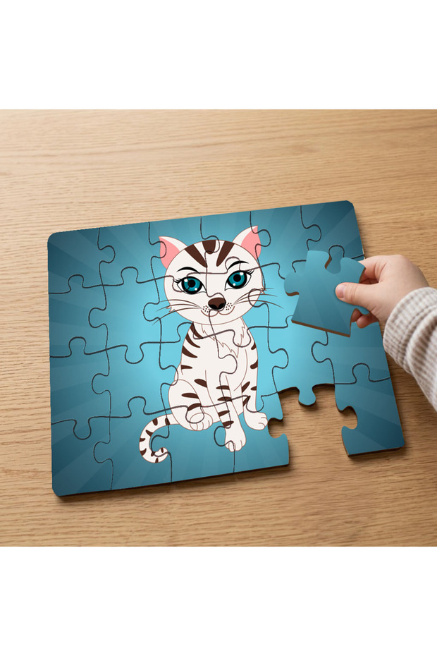 24 Piece Wooden Children's Puzzle with Cute Kitten Design Mpk0562