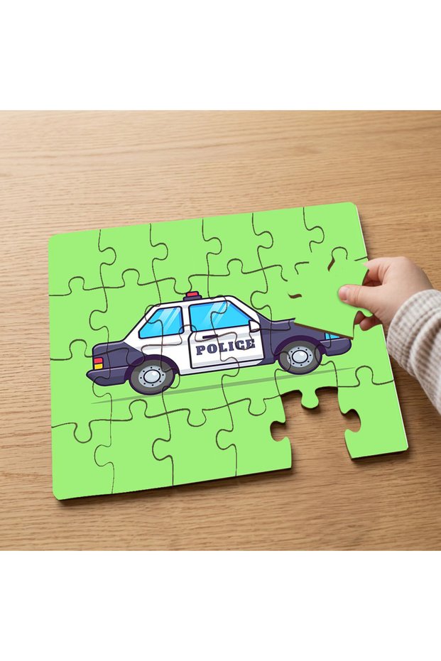 24 Piece Wooden Children's Puzzle with Police Car Design Mpk0948