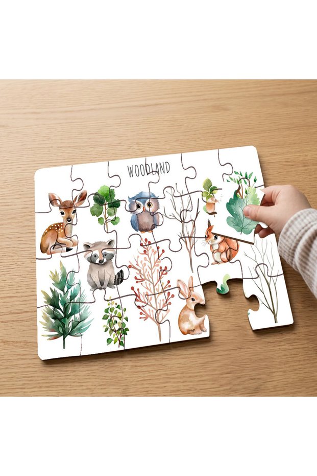 24 Piece Wooden Children's Puzzle with Cute Tiny Animals Design Mpk1051