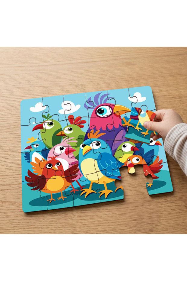 24 Piece Wooden Children's Puzzle with Colorful Cute Birds Design Mpk0606