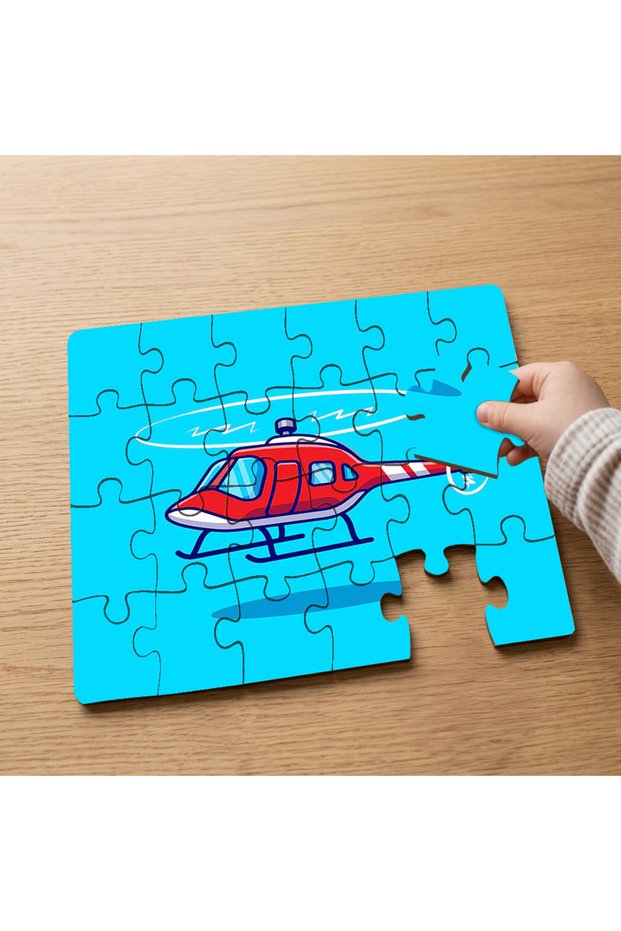 24 Piece Wooden Children's Puzzle with Red Helicopter Design Mpk0757
