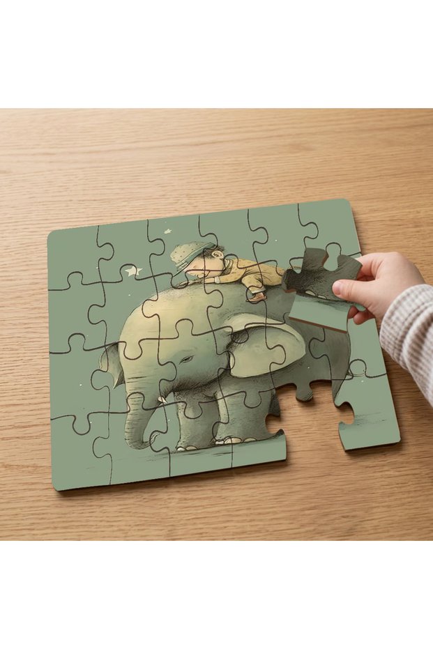24 Piece Wooden Children's Puzzle with Elephant and Child Love Design Mpk0811