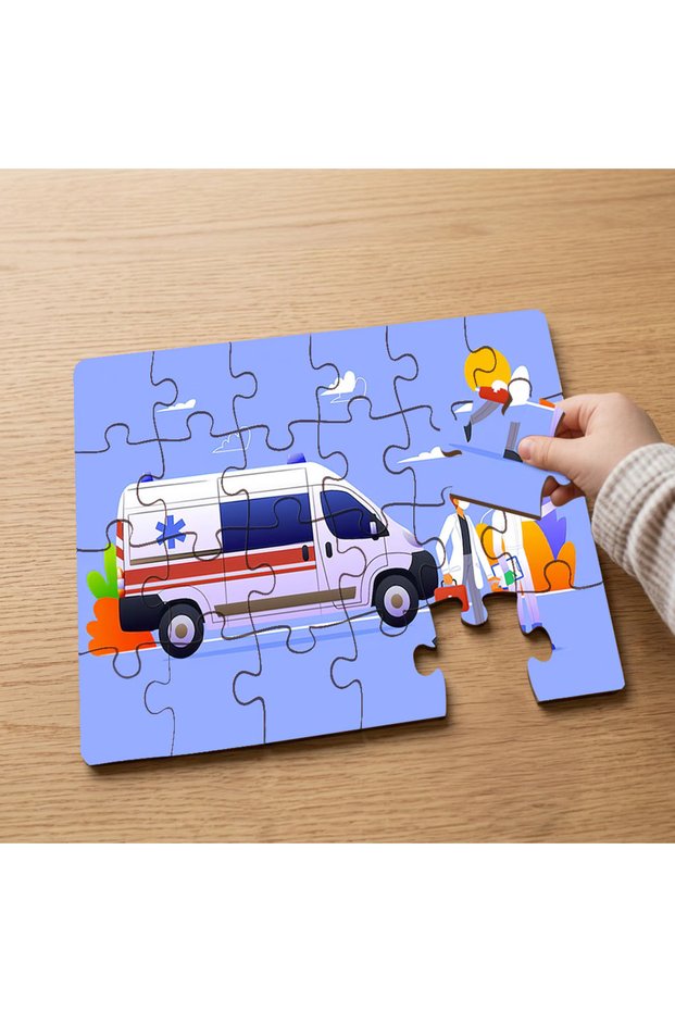 Ambulance - Doctors - First Aid Designed 24 Piece Wooden Kids Puzzle Mpk0463