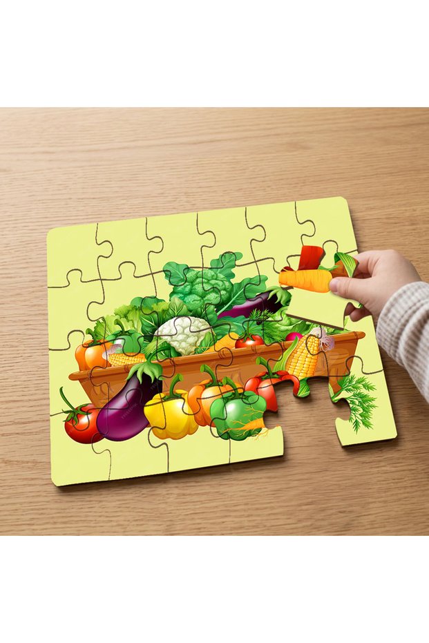 Let's Get to Know Vegetables Designed 24 Piece Wooden Children's Puzzle Mpk1173