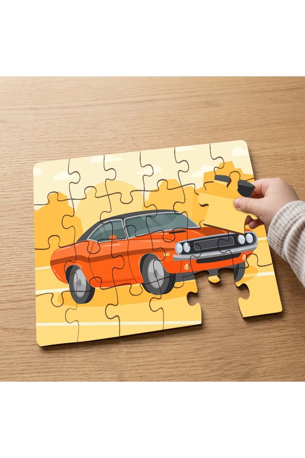 24 Piece Wooden Children's Puzzle with Classic Car Design Mpk0520