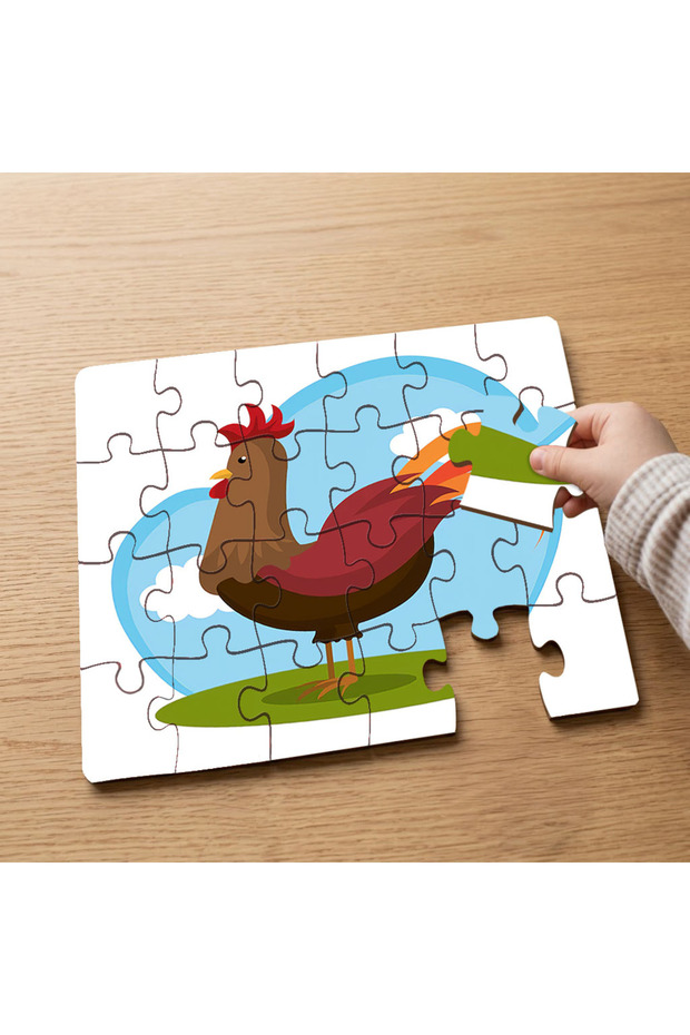 24 Piece Wooden Children's Puzzle with Cute Animal Rooster Design Mpk0478