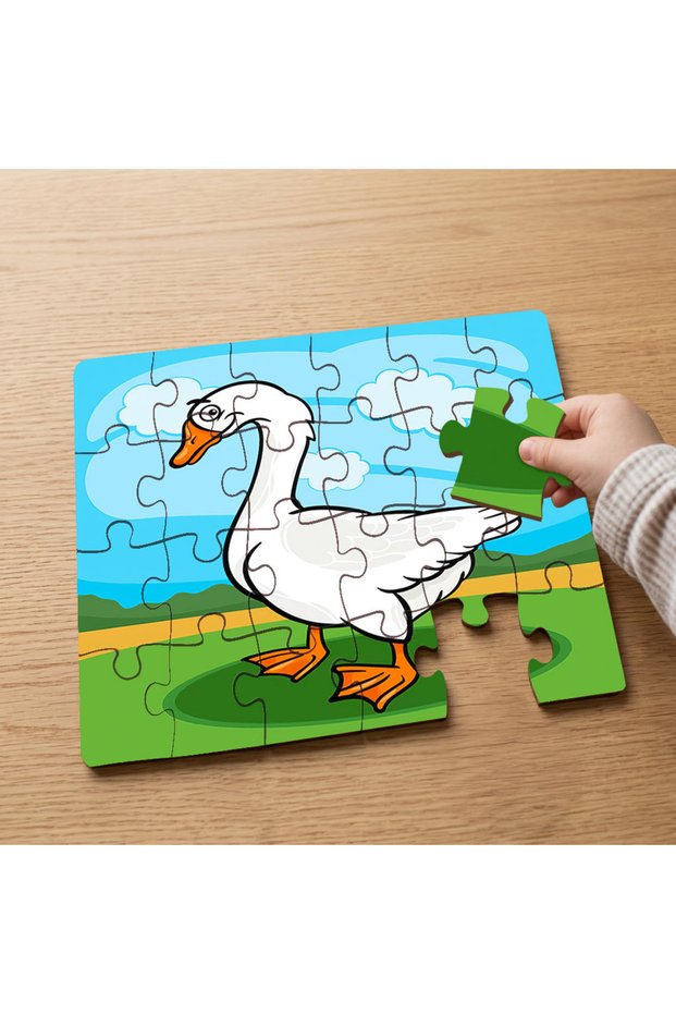 24 Piece Wooden Children's Puzzle with Cute White Goose Design Mpk0595
