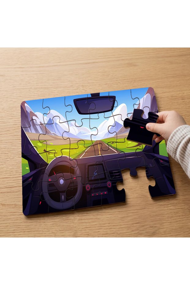 24 Piece Wooden Children's Puzzle with Mountains Design Visible from Car Window Mpk0980