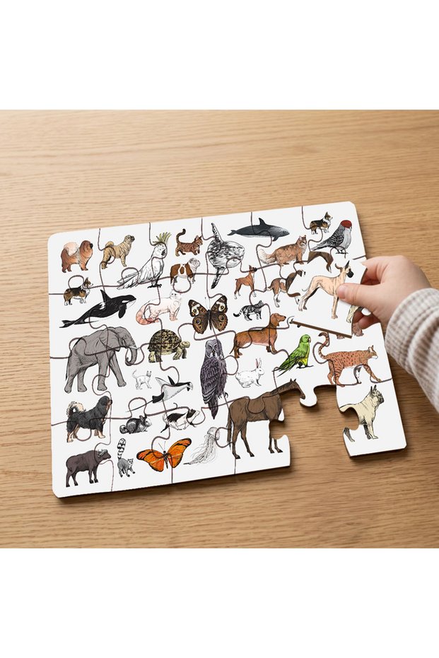 24 Piece Wooden Children's Puzzle with Wild Animals Design Mpk0006