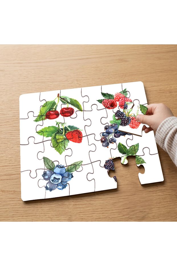 24 Piece Wooden Children's Puzzle with Red Fruits Design Mpk1208