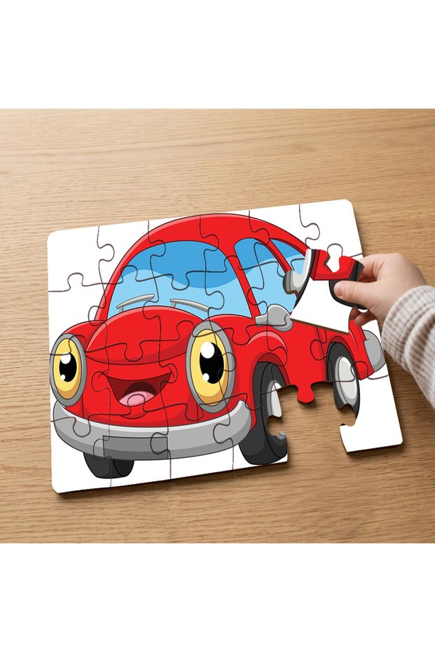 24 Piece Wooden Children's Puzzle with Red Car Design Mpk1068