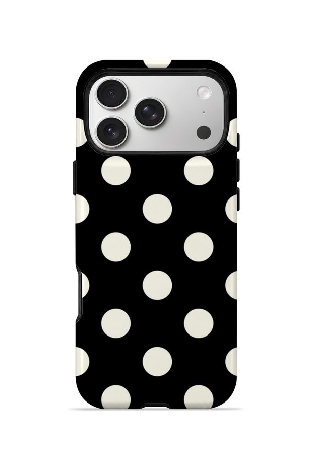 iPhone 17 Pro Max Vorian Double Layer Black Cream Polka Dot Case