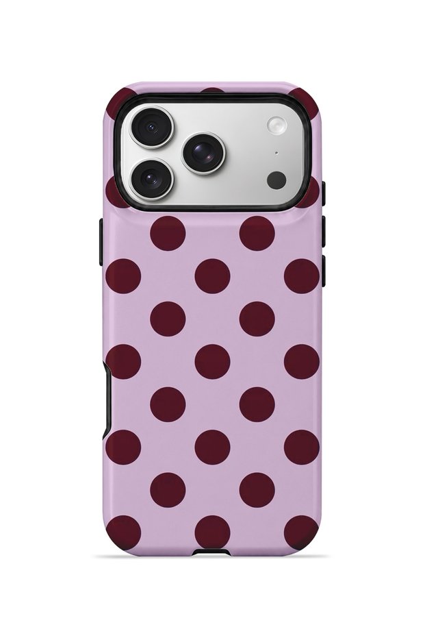 iPhone 17 Pro Max Vorian Double Layer Lilac Burgundy Polka Dot Case