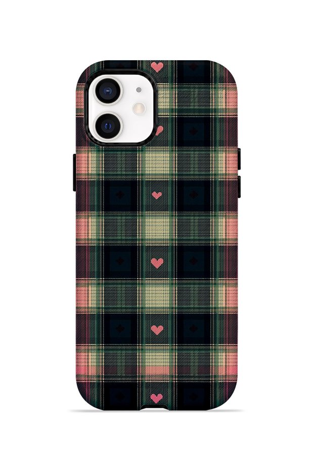 iPhone 12 Vorian Magsafe Double Layer Heart Vintage Plaid Case