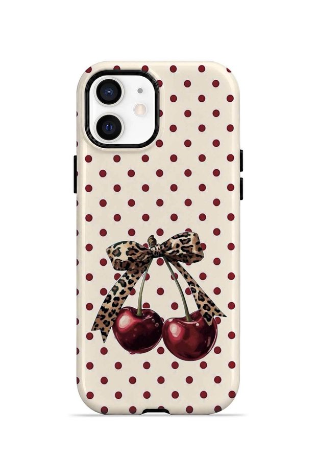 iPhone 12 Vorian Double Layer Wild Cherry Bow Case