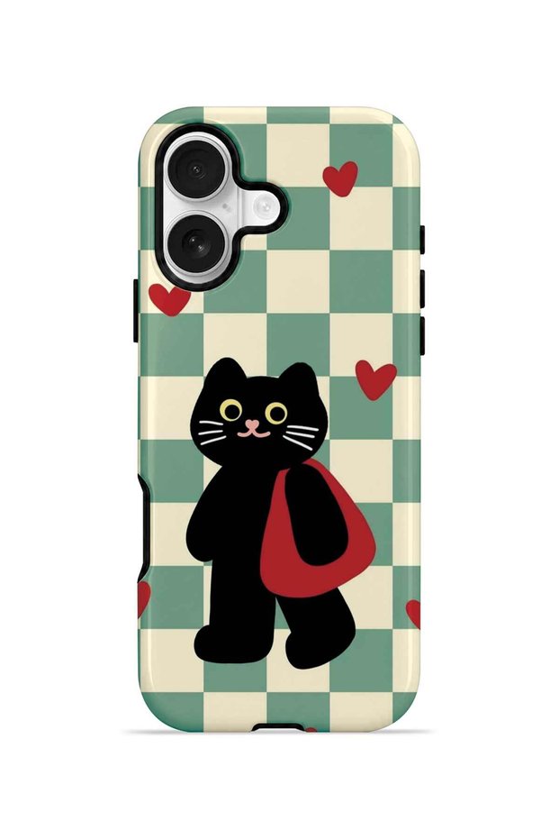 iPhone 17 Vorian Double Layer Checkered Cat Case