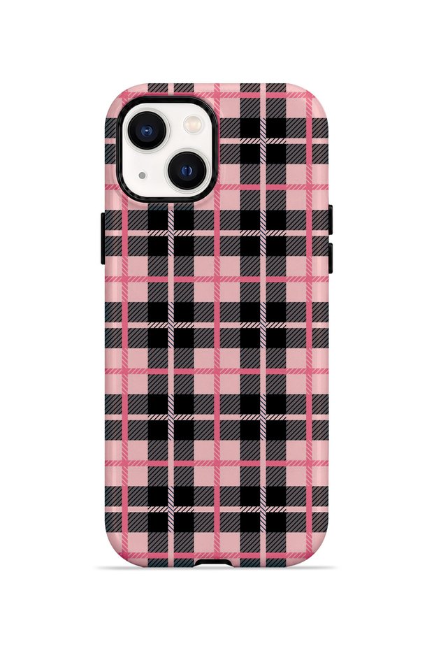 iPhone 14 Plus Vorian Magsafe Double Layer Pink Black Plaid Case