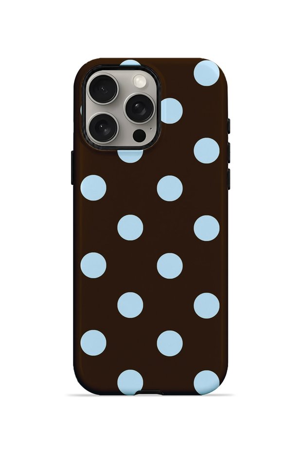 iPhone 15 Pro Vorian Magsafe Double Layer Coffee Blue Polka Dot Case