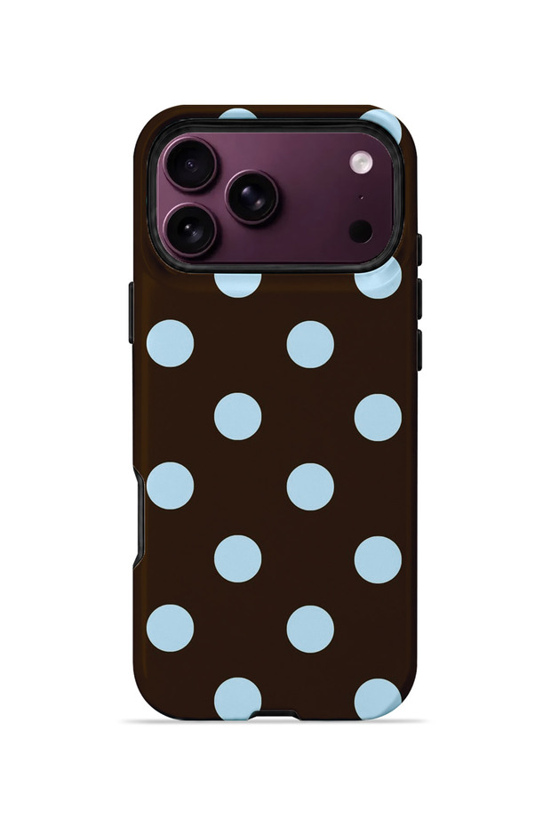 iPhone 18 Pro Max Vorian Double Layer Coffee Blue Polka Dot Case