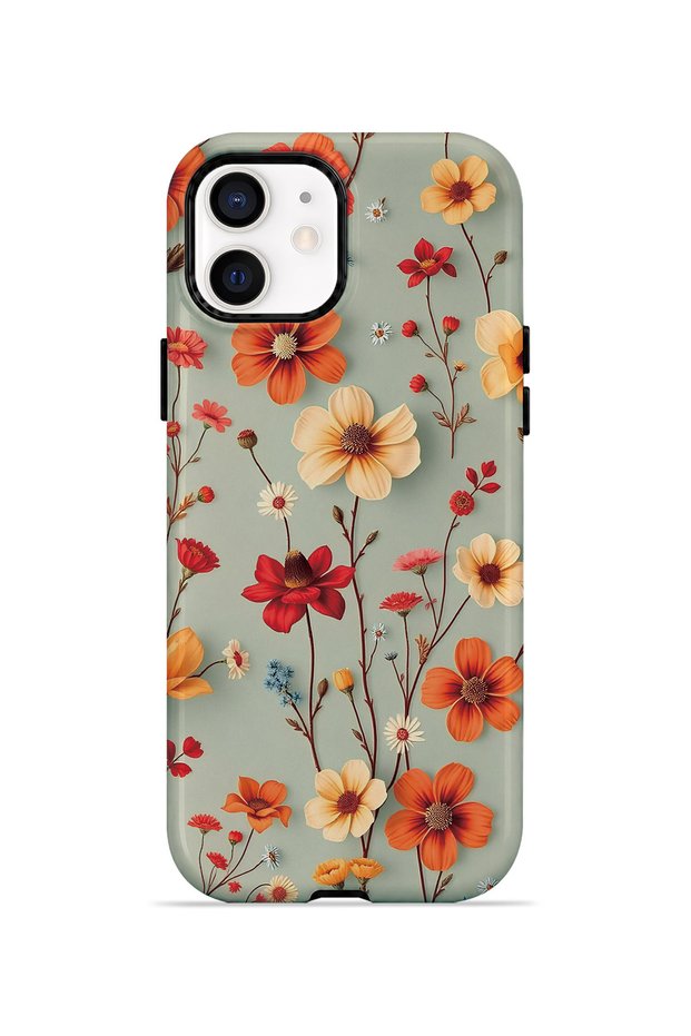 iPhone 12 Vorian Double Layer Coral Flower Garden Case