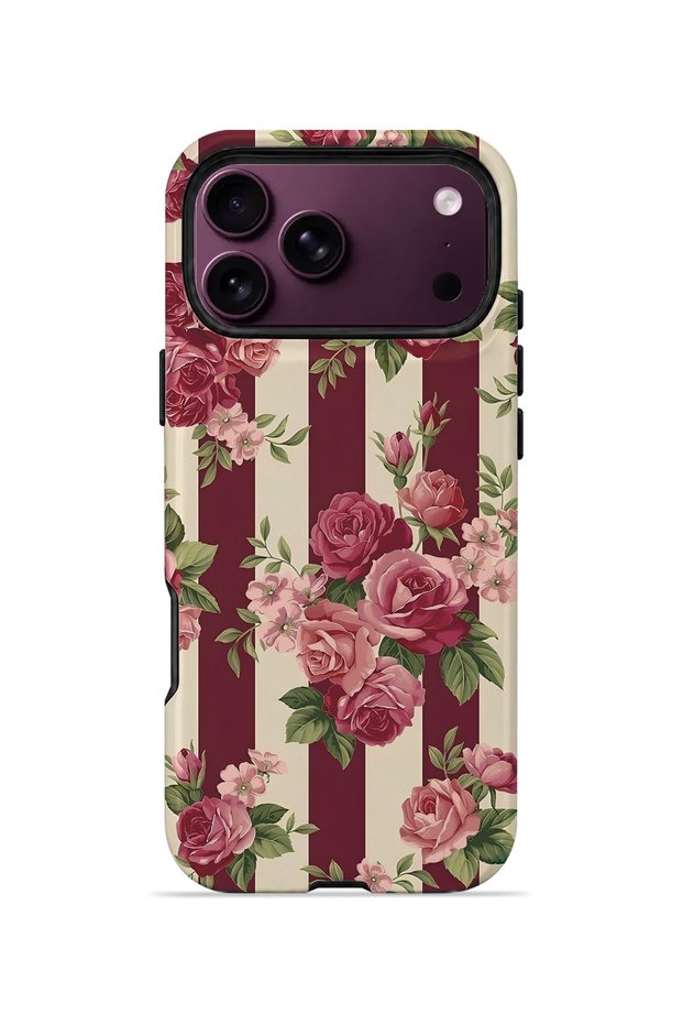 iPhone 18 Pro Max Vorian Double Layered Claret Red Rose Stripe Case