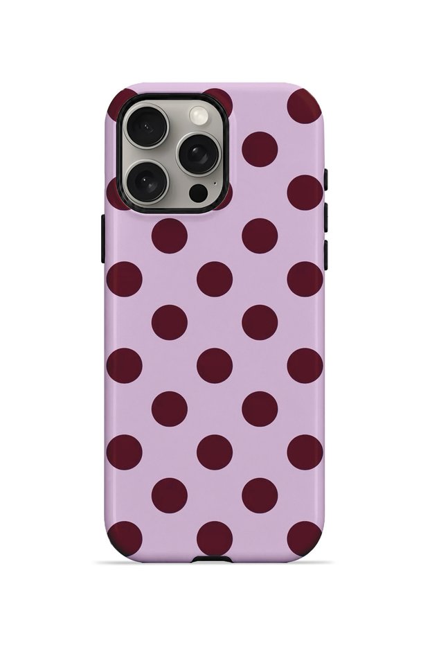 iPhone 15 Pro Vorian Magsafe Double Layer Lilac Burgundy Polka Dot Case