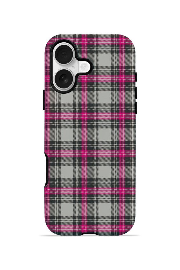 iPhone 16 Plus Vorian Magsafe Double Layer Gray Fuchsia Plaid Case