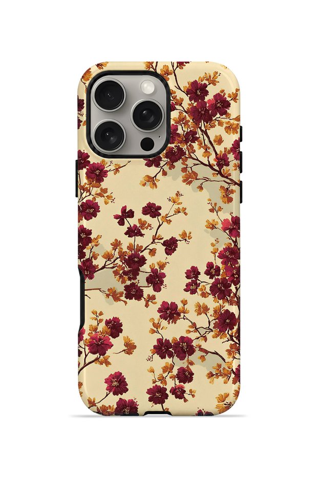 iPhone 16 Pro Max Vorian Double Layer Burgundy Wildflower Case