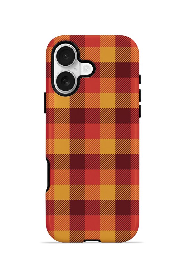 iPhone 16 Plus Vorian Magsafe Double Layer Tile Mustard Plaid Case