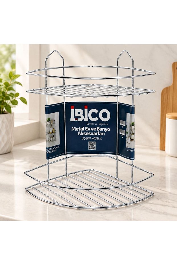Double Layer Chrome Metal Bathroom Corner Shelf - Triangular Shower Shelf