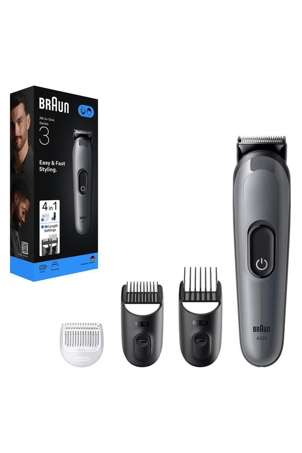 AIO 3500-4 in 1 Grooming Kit with Sensitive Skin Comb for Beard & Hair, 50mins runtime