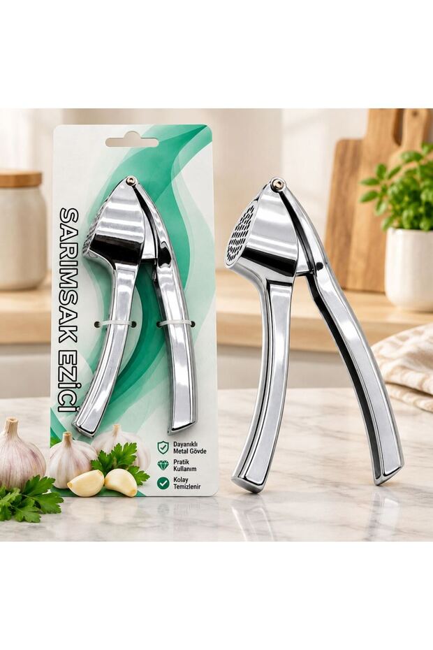 Steel-Handled Garlic Crusher (Oval Chamber 9X14.5 cm)
