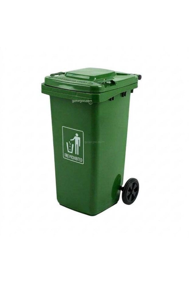 Heavy Duty Wheeled Plastic Garbage Bin without Pedal Outdoor Trash Can 120L Green