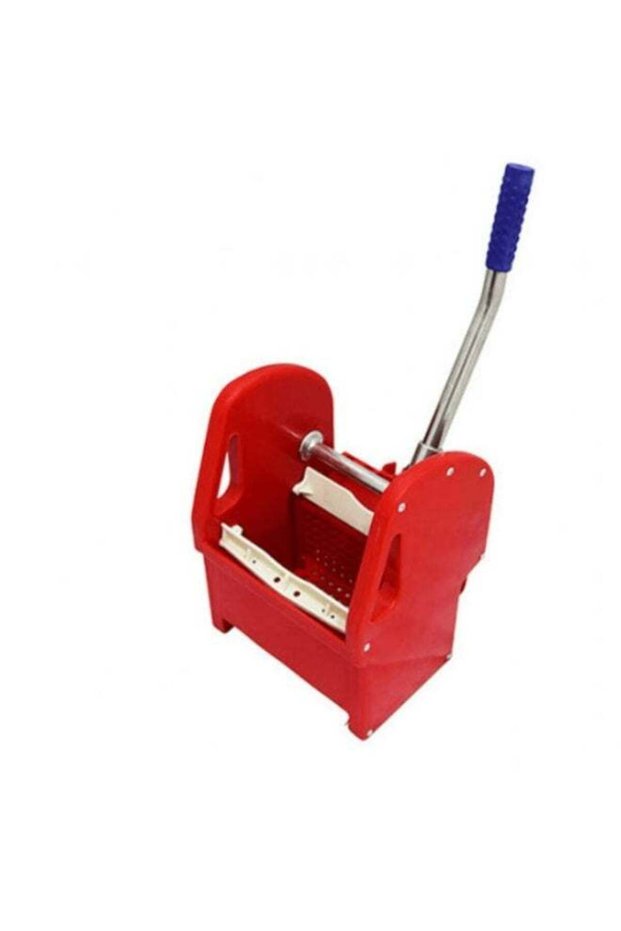 Down-Press Wringer for Mop Buckets and Janitorial Cleaning Trolleys Red